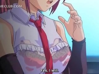 Attractive hentai seductress blowing a huge loaded shaft